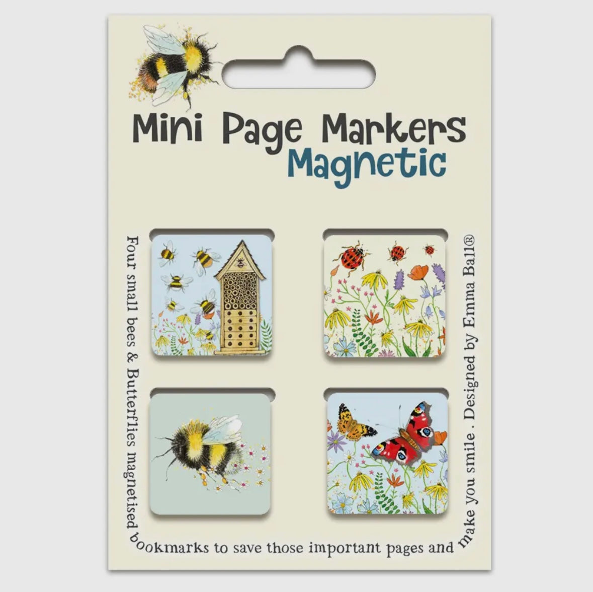BEES AND BUTTERFLIES MINI PAGE MARKERS MAGNETIC-EMMA BALL
