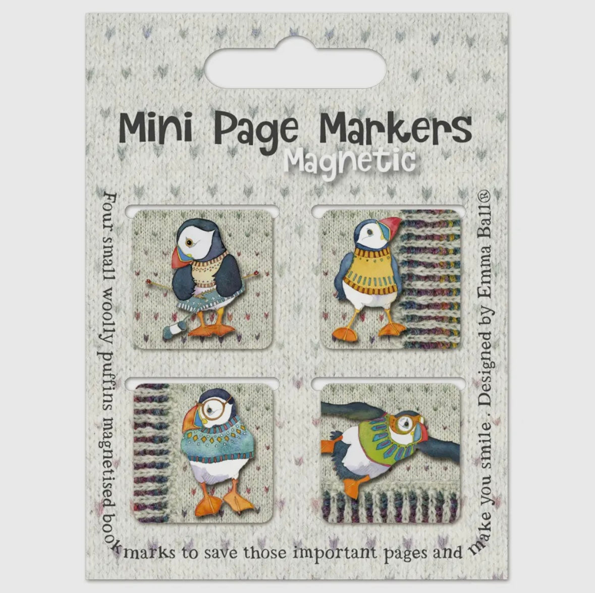 WOOLLY PUFFINS MINI PAGE MARKERS MAGNETIC-EMMA BALL