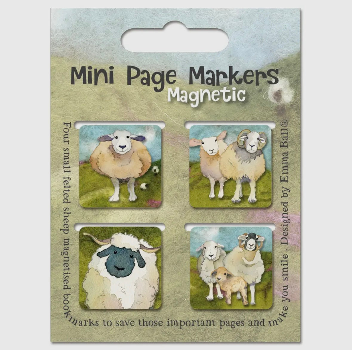 FELTED SHEEP MINI PAGE MARKERS MAGNETIC-EMMA BALL