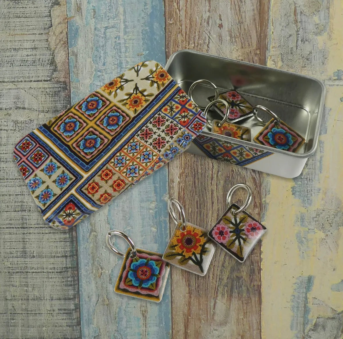 SPIRIT OF FLORA STITCH MARKERS IN A POCKET TIN - EMMA BALL