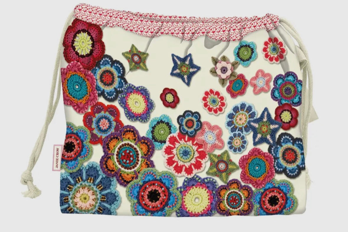 CROCHET MOTIFS DRAWSTRING BAG-EMMA BALL
