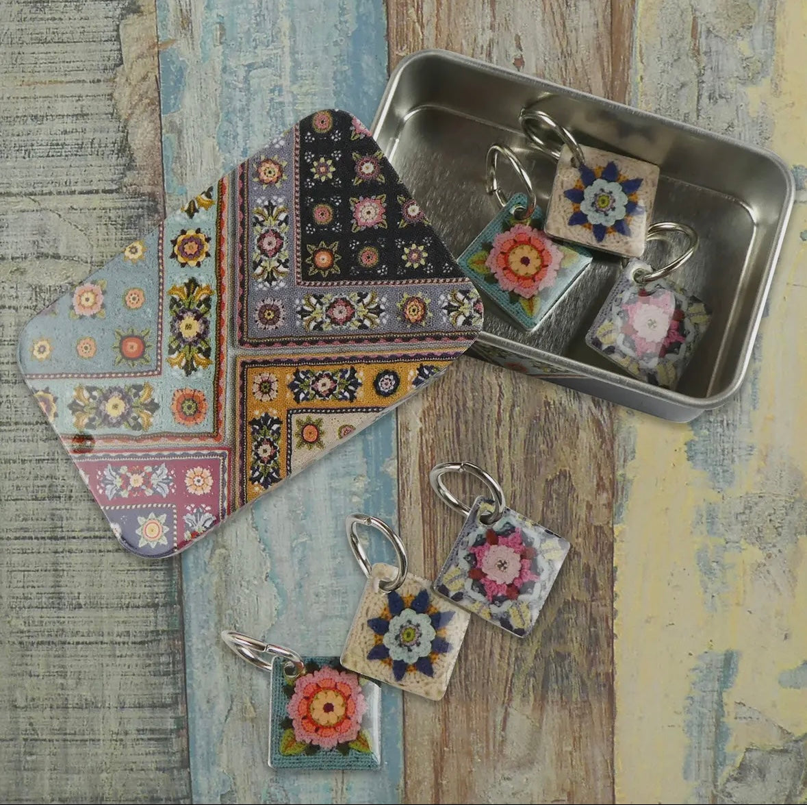 FRUIT GARDEN STITCH MARKERS IN A POCKET TIN - EMMA BALL