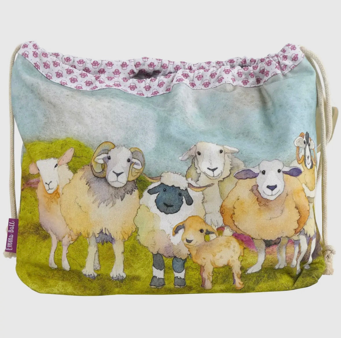 FELTED SHEEP DRAWSTRING BAG-EMMA BALL
